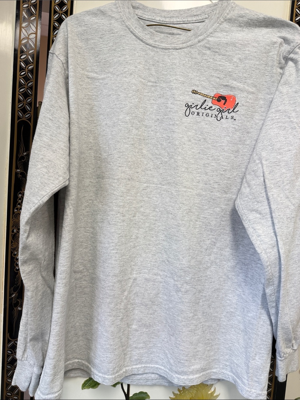 Adorable puppy eyes Girlie Girl Originals Heather Gray Long Sleeve Tee